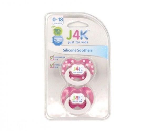 J4K Silicone Pacifiers Pink 2 Pcs